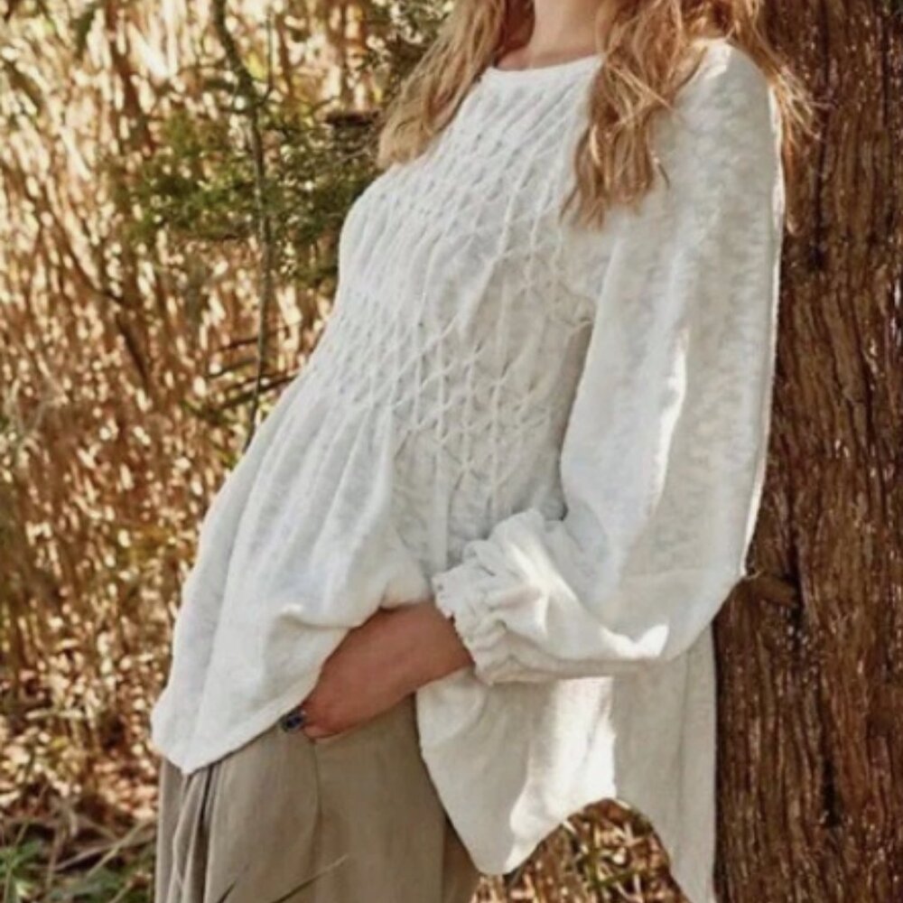 Free people Snowbell Babydoll Top Size XS/S Ivory NWT
